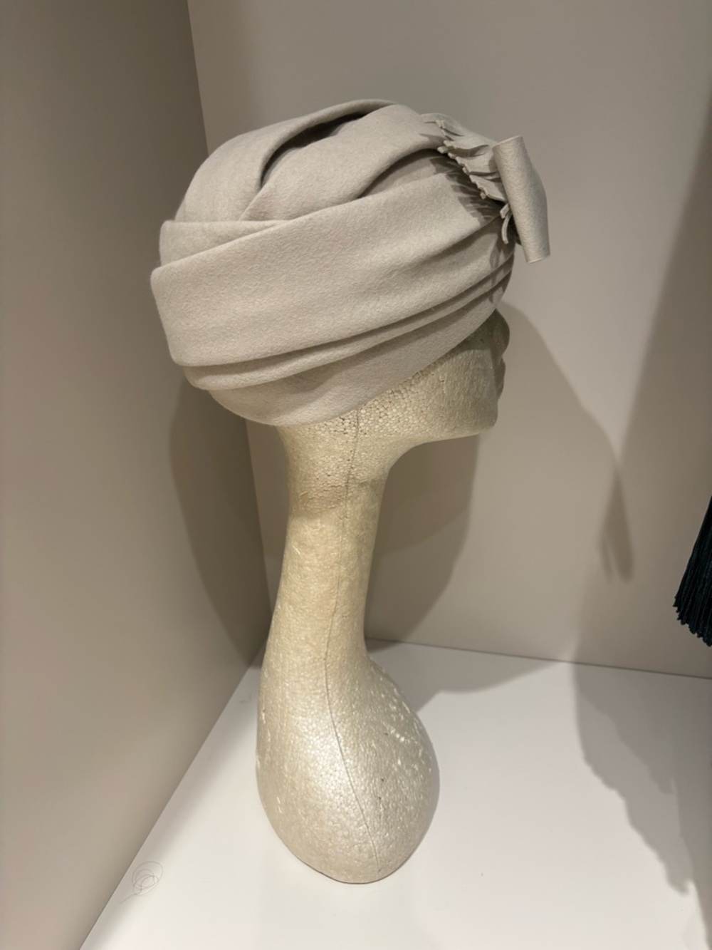 Vintage Neutral Beige Turban Style Women's Hat soft wool